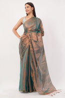 SHIMMERING TEAL | Handloom Tissue | Indidha Saree Saree