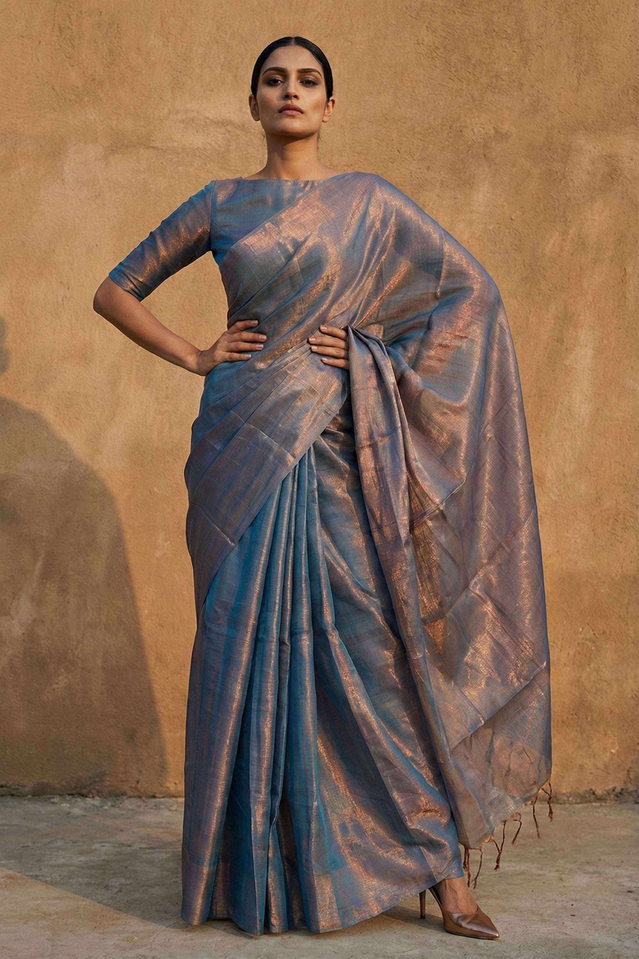 Storm Copper | Tissue | Indidha Saree