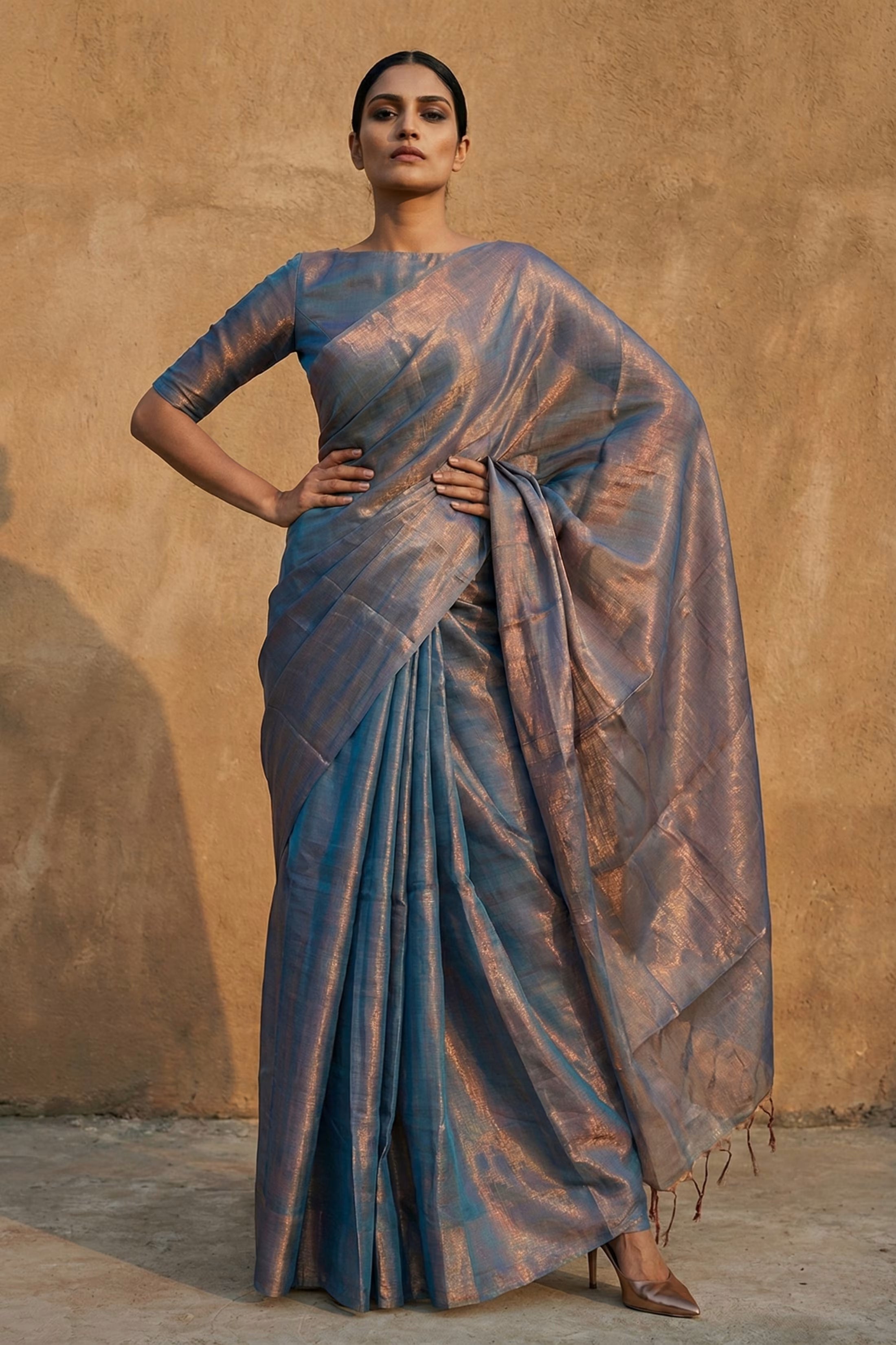 Storm Copper | Tissue | Indidha Saree