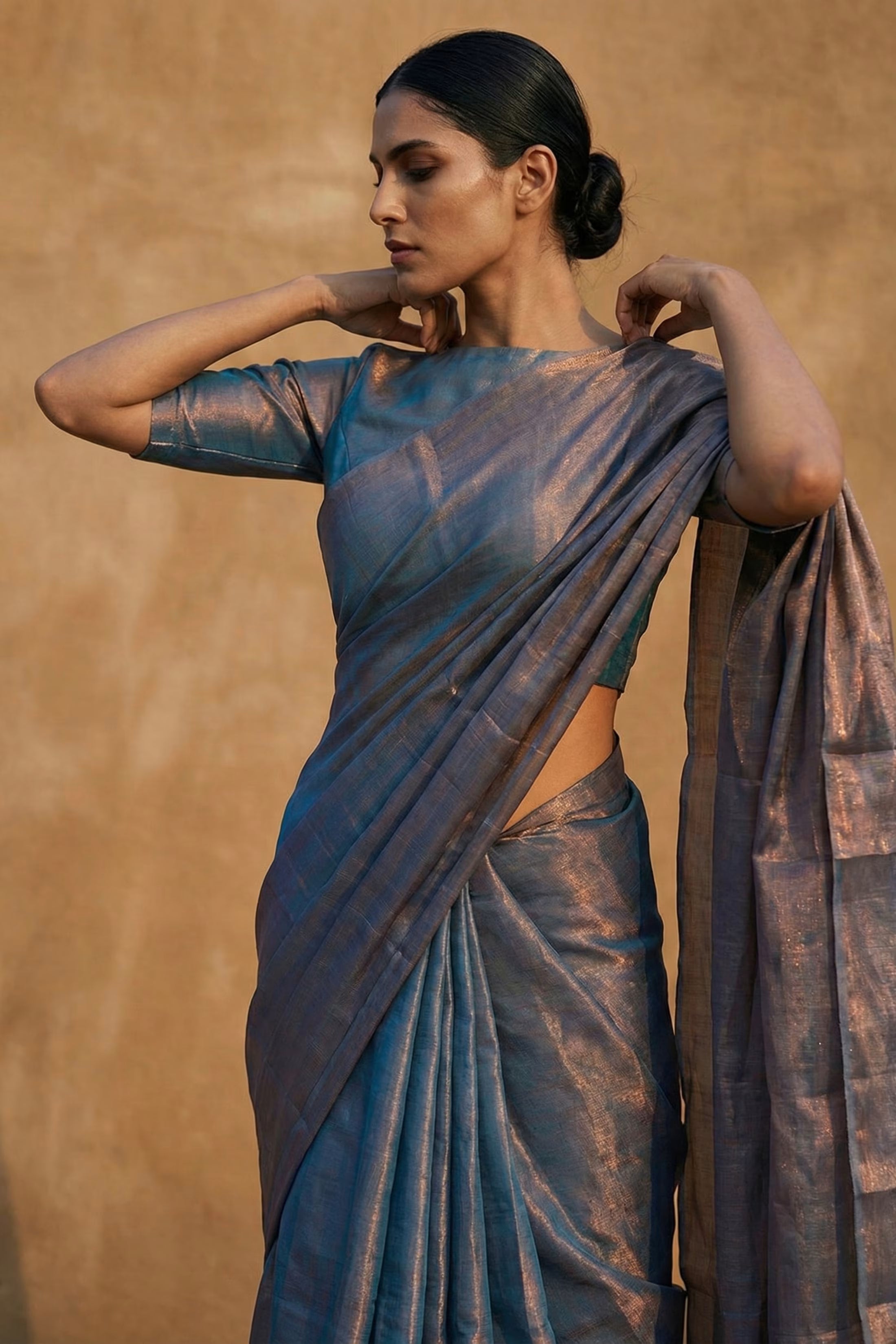 Storm Copper | Tissue | Indidha Saree