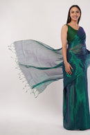 Suman SantiPur Saree TEAL TEMPTATION | Handloom Tissue | Indidha Saree