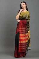 TEZ TARAANA | Pure Cotton | Indidha Saree -  Handloom Pure Cotton Saree in Mustard, Red & Black | Indidha  Shop this stunning handloom pure cotton saree in golden mustard, red & black. Lightweight, breathable & artisan-crafted. Perfect for festive, formal & everyday grace.