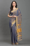Twilight Glimmer | Linen Tissue | Indidha Saree -  Twilight Glimmer - Handloom Linen Tissue Saree Online  Shop Twilight Glimmer, a dusky handloom linen tissue saree with golden zari shine. Lightweight, festive-ready, and weaver-crafted for timeless elegance.