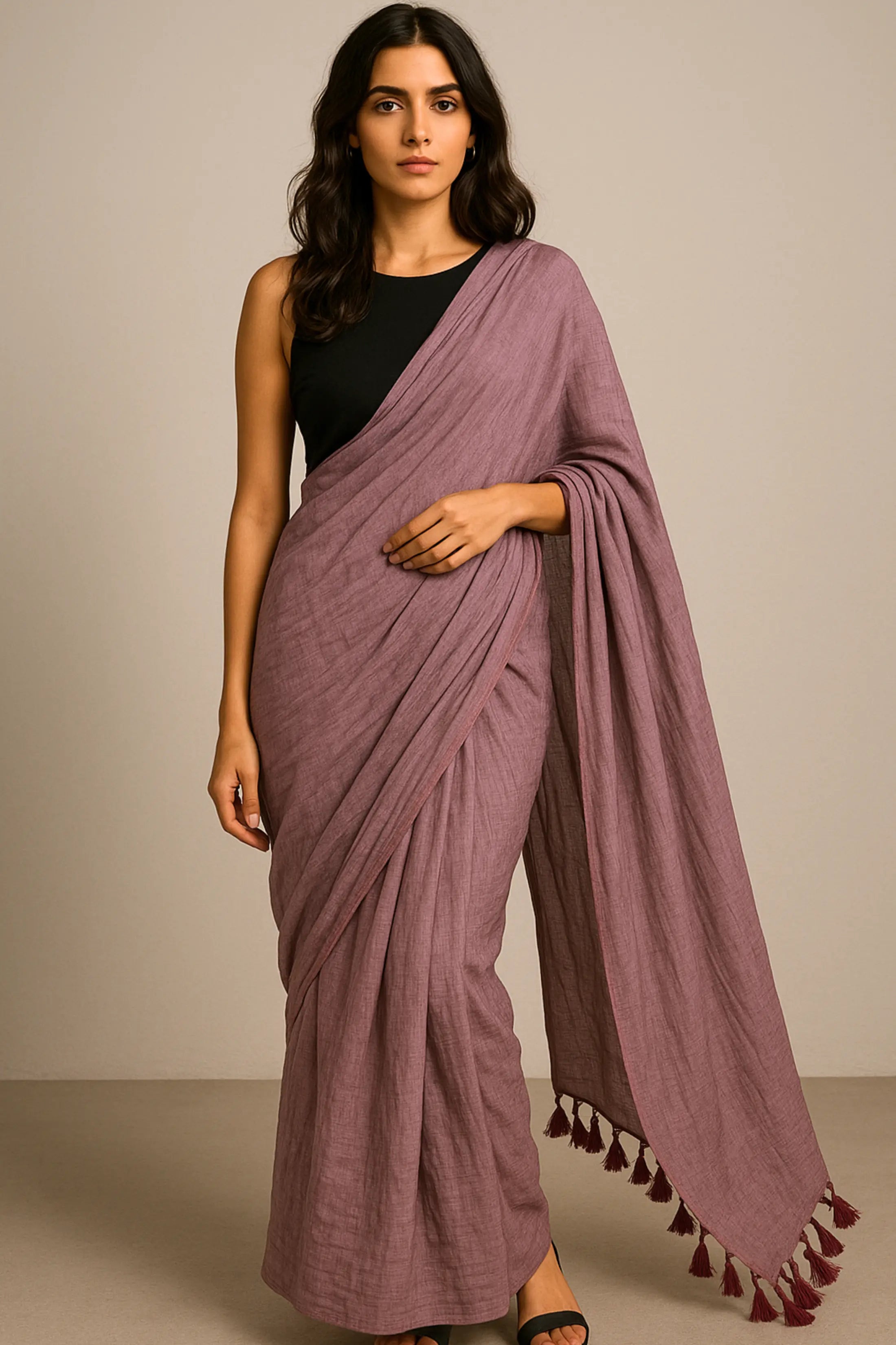 Twilight Lavender | Handloom Mul Cotton | Indidha Saree