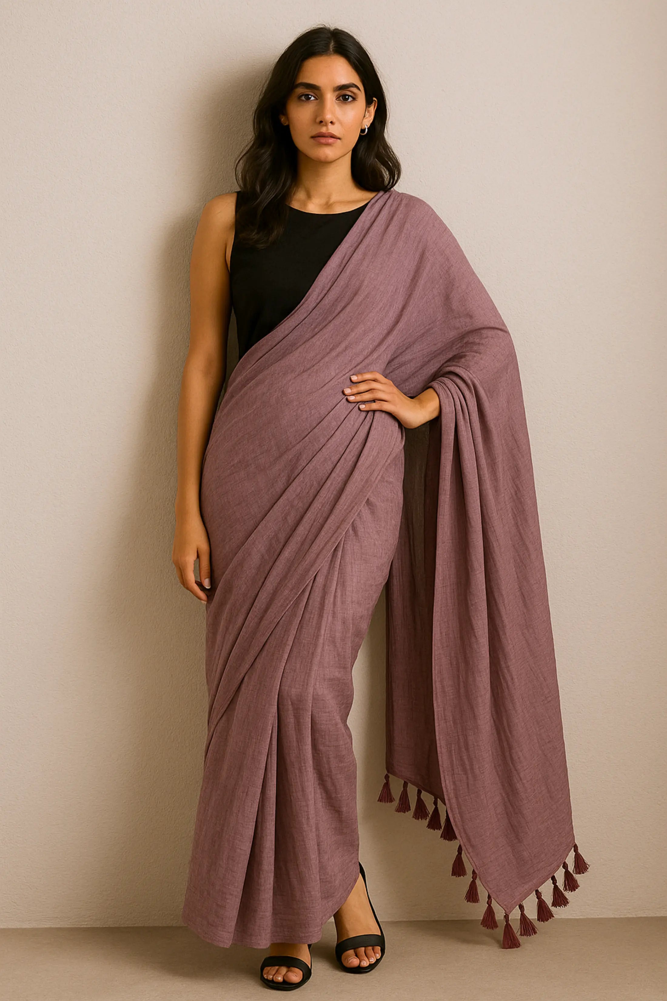 Twilight Lavender | Handloom Mul Cotton | Indidha Saree