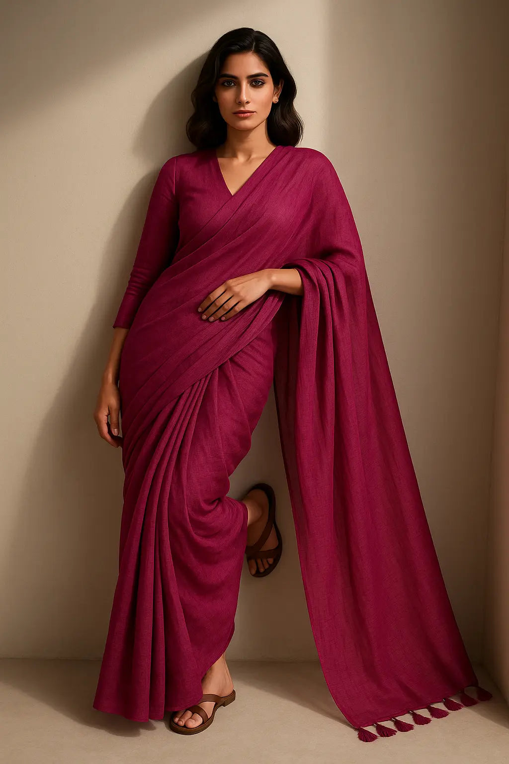 Wild Rose | Handloom Mul Cotton | Indidha Saree