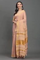 ZARSI GULABI | Linen Tissue | Indidha Saree -  Golden Blush Handloom Linen Tissue Saree | Festive Elegance by Indidha  Drape yourself in elegance with Indidha’s Golden Blush handloom linen tissue saree. Lightweight, shimmering, and timeless – perfect for festive and graceful moments.