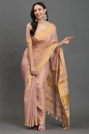 ZARSI GULABI | Linen Tissue | Indidha Saree -  Golden Blush Handloom Linen Tissue Saree | Festive Elegance by Indidha  Drape yourself in elegance with Indidha’s Golden Blush handloom linen tissue saree. Lightweight, shimmering, and timeless – perfect for festive and graceful moments.