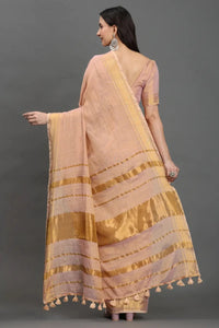 ZARSI GULABI | Linen Tissue | Indidha Saree -  Golden Blush Handloom Linen Tissue Saree | Festive Elegance by Indidha  Drape yourself in elegance with Indidha’s Golden Blush handloom linen tissue saree. Lightweight, shimmering, and timeless – perfect for festive and graceful moments.