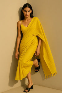 Zard Zehra | Mulmul Cotton | Indidha Saree -  Zard Zehra – Yellow Handloom Mul Cotton Saree | Indidha  Zard Zehra is a turmeric-yellow mul cotton saree—light, breathable, and radiant. Shop this handcrafted beauty at Indidha.