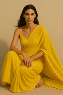 Zard Zehra | Mulmul Cotton | Indidha Saree -  Zard Zehra – Yellow Handloom Mul Cotton Saree | Indidha  Zard Zehra is a turmeric-yellow mul cotton saree—light, breathable, and radiant. Shop this handcrafted beauty at Indidha.