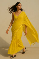 Zard Zehra | Mulmul Cotton | Indidha Saree -  Zard Zehra – Yellow Handloom Mul Cotton Saree | Indidha  Zard Zehra is a turmeric-yellow mul cotton saree—light, breathable, and radiant. Shop this handcrafted beauty at Indidha.