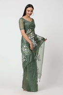 AQUA LEAF | Organza Kota Embroidery | Indidha Saree