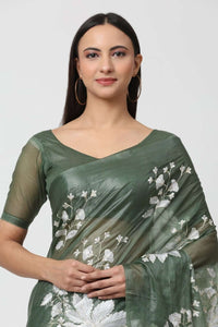 AQUA LEAF | Organza Kota Embroidery | Indidha Saree