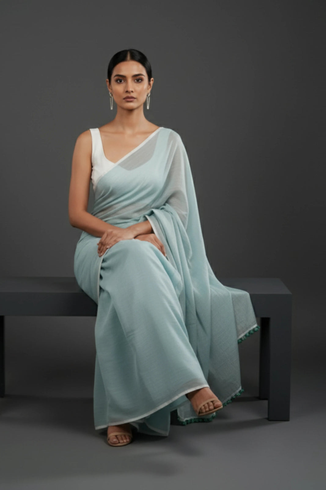 AQUA MIST | Mul Cotton | Indidha Saree
