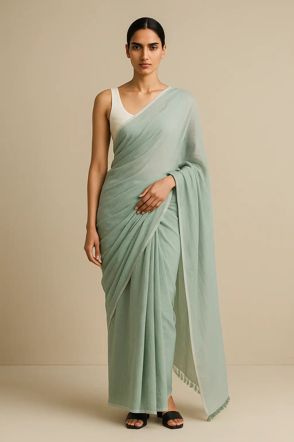 AQUA MIST | Mul Cotton | Indidha Saree