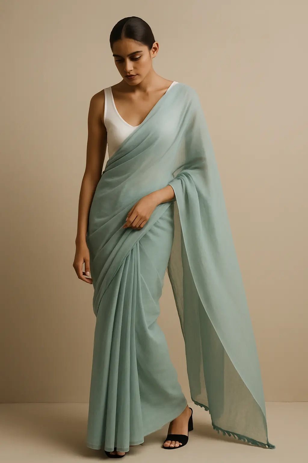 AQUA MIST | Mul Cotton | Indidha Saree