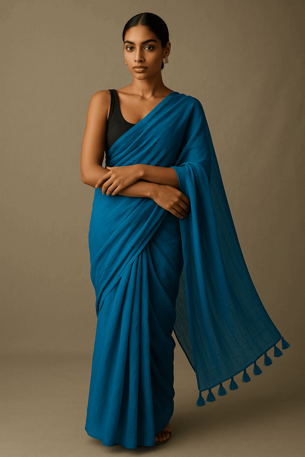 Azure Veil | Handloom Mul Cotton | Indidha Saree