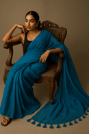 Azure Veil | Handloom Mul Cotton | Indidha Saree