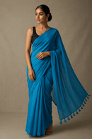 Azure Veil | Handloom Mul Cotton | Indidha Saree