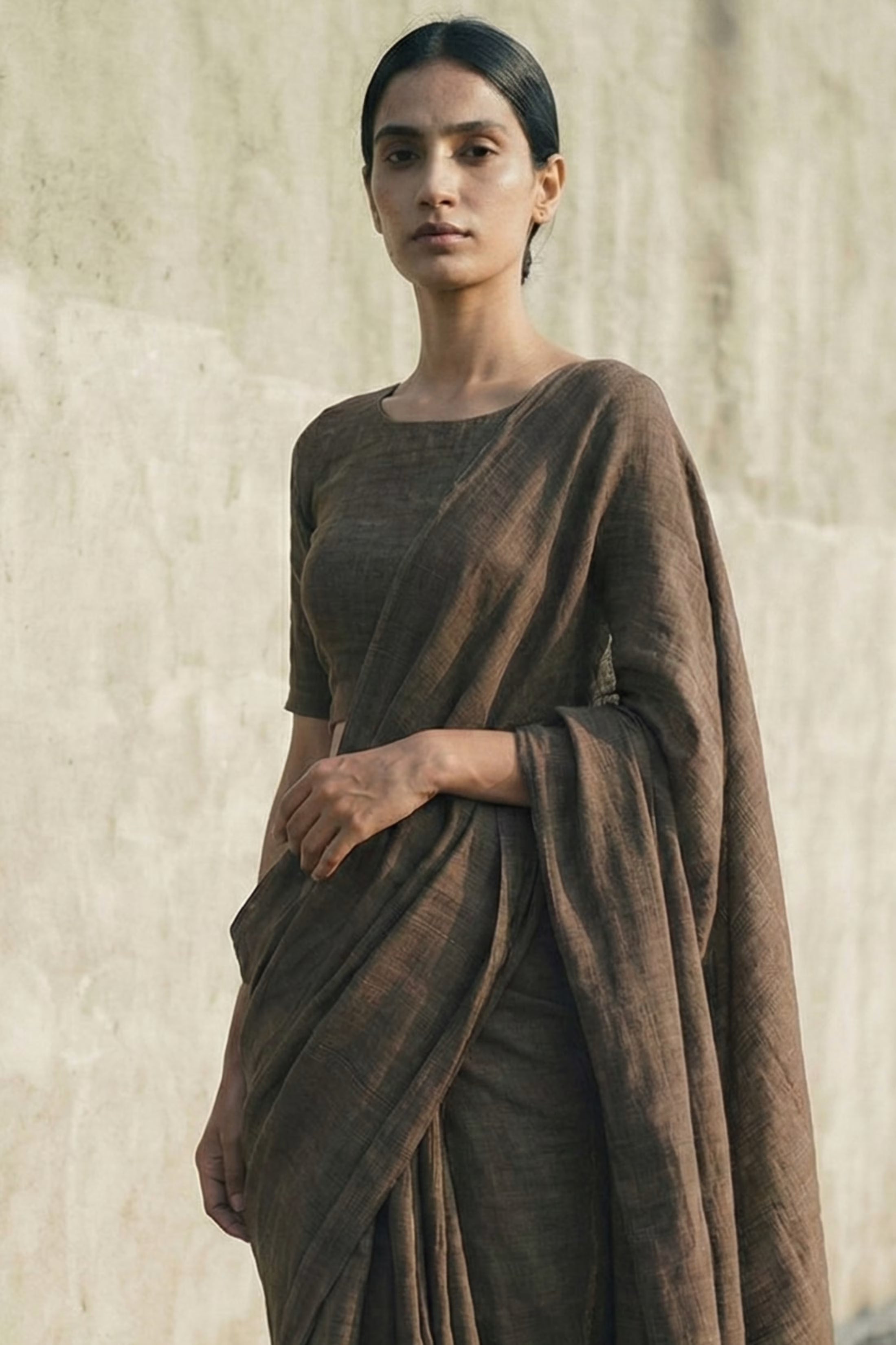 Baked Earth | Slub Cotton | Indidha Saree