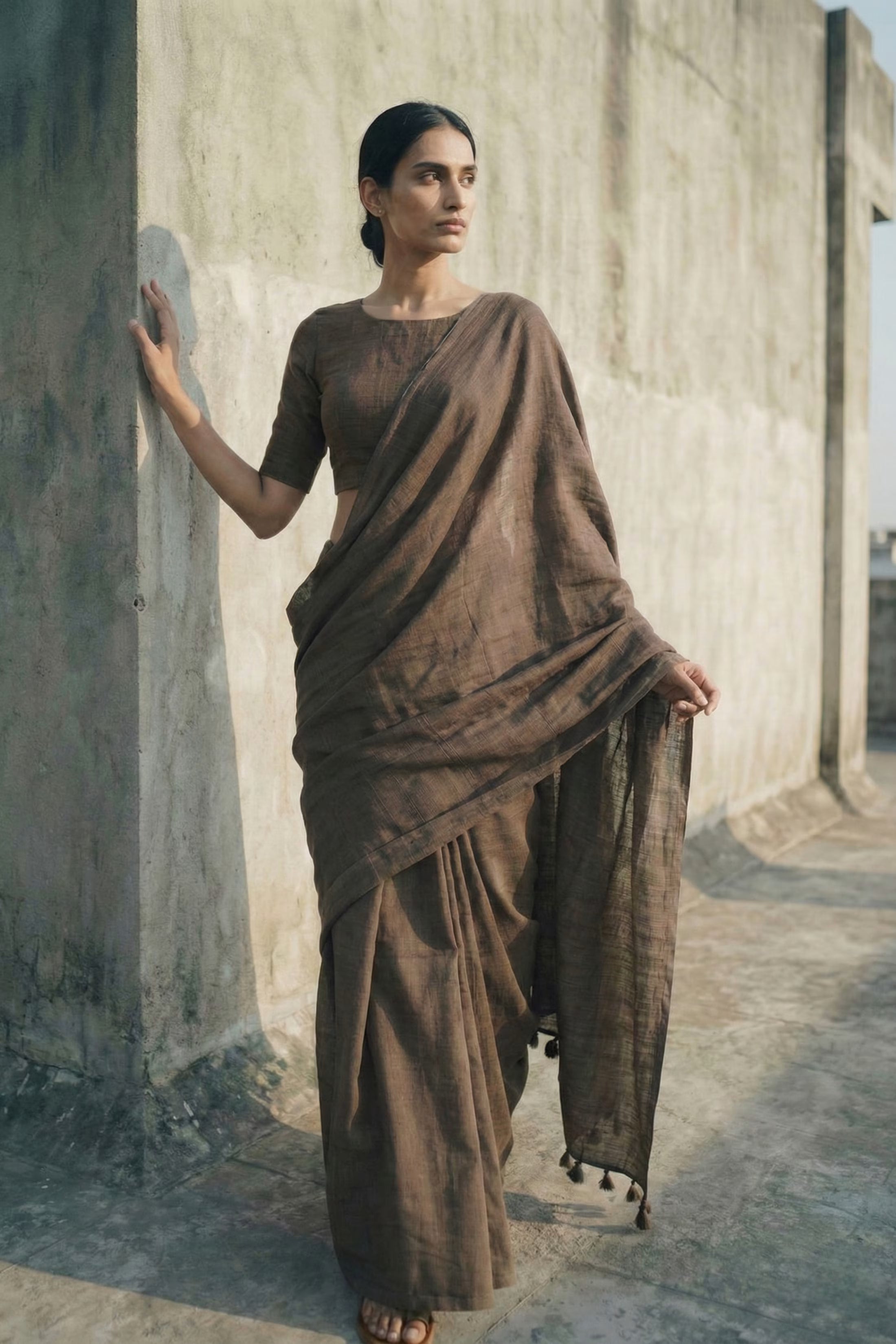 Baked Earth | Slub Cotton | Indidha Saree