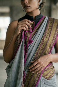 The Slate Rebellion | Mul Cotton | Indidha Saree