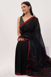 BLACK SCARLET | Mul Cotton | Indidha Saree