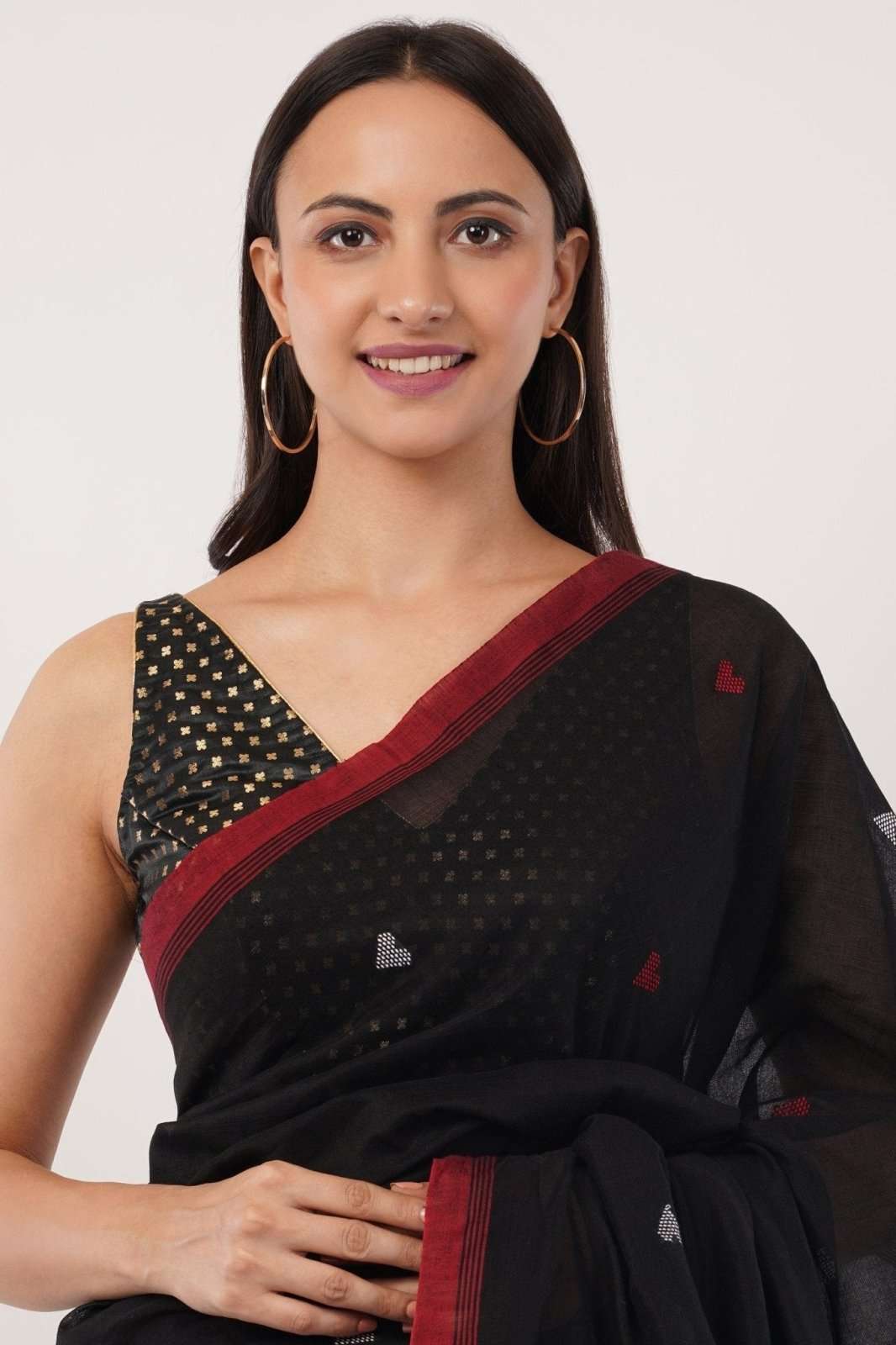BLACK SCARLET | Mul Cotton | Indidha Saree