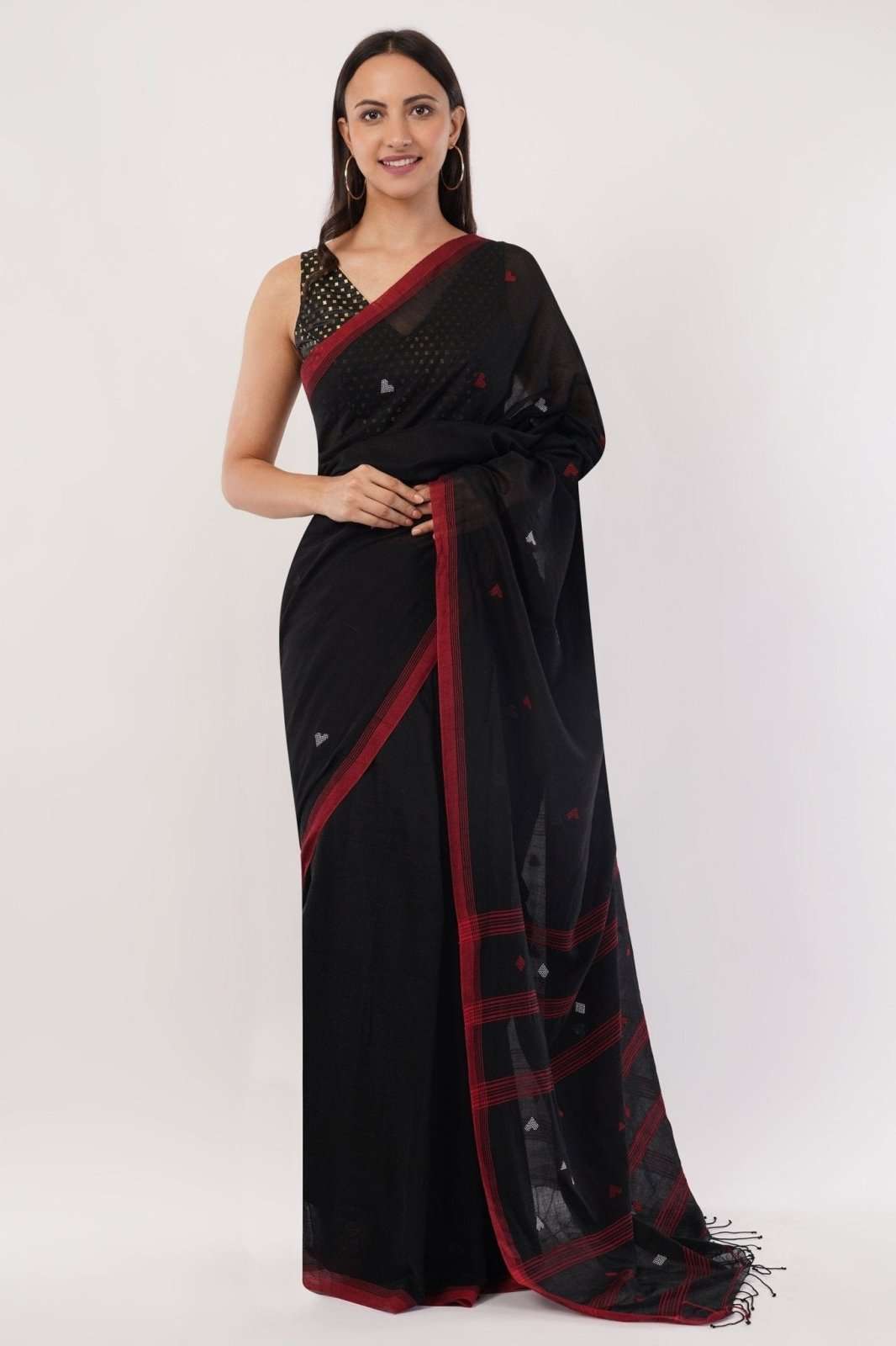 BLACK SCARLET | Mul Cotton | Indidha Saree