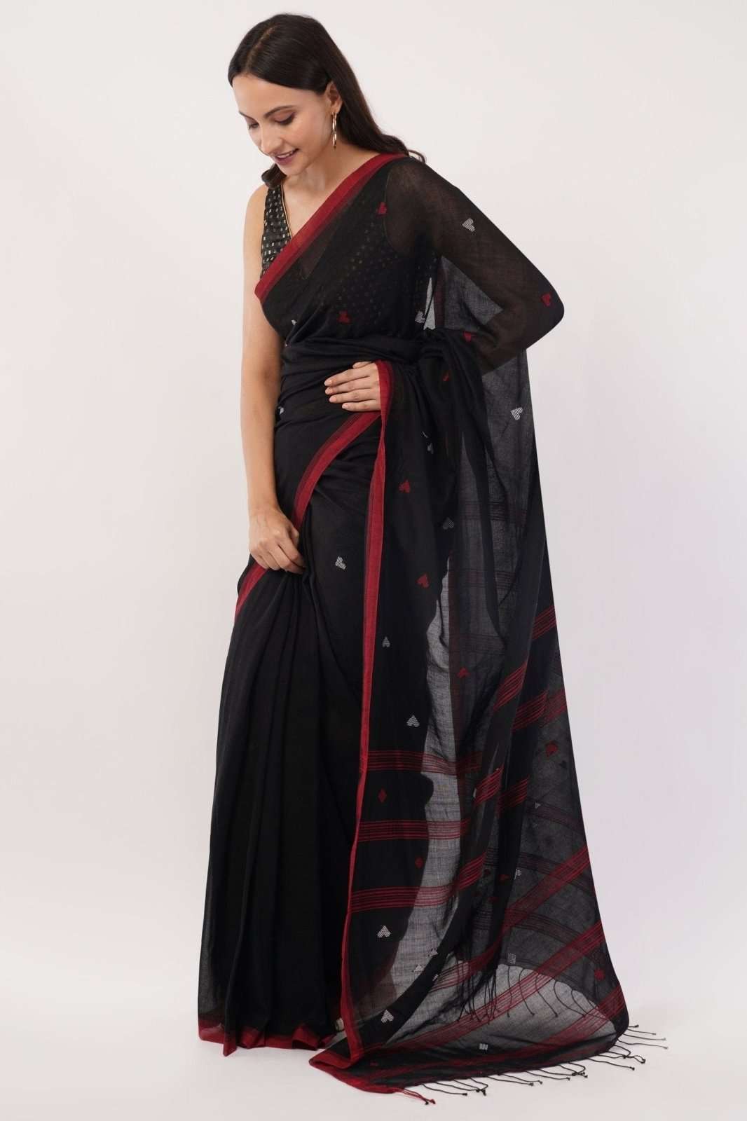 BLACK SCARLET | Mul Cotton | Indidha Saree