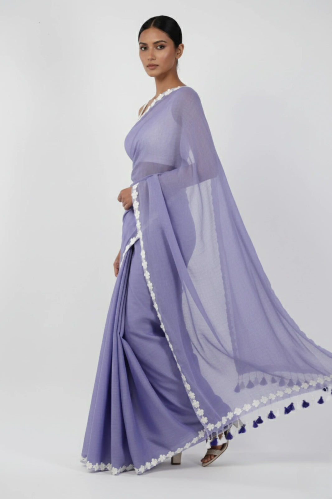 BLUE BLOSSOMES | Mul Cotton | Indidha Saree