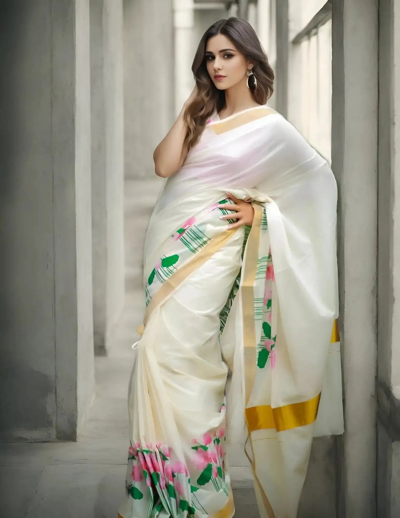 BLUSH BLOOM | KERALA Cotton | Indidha Saree