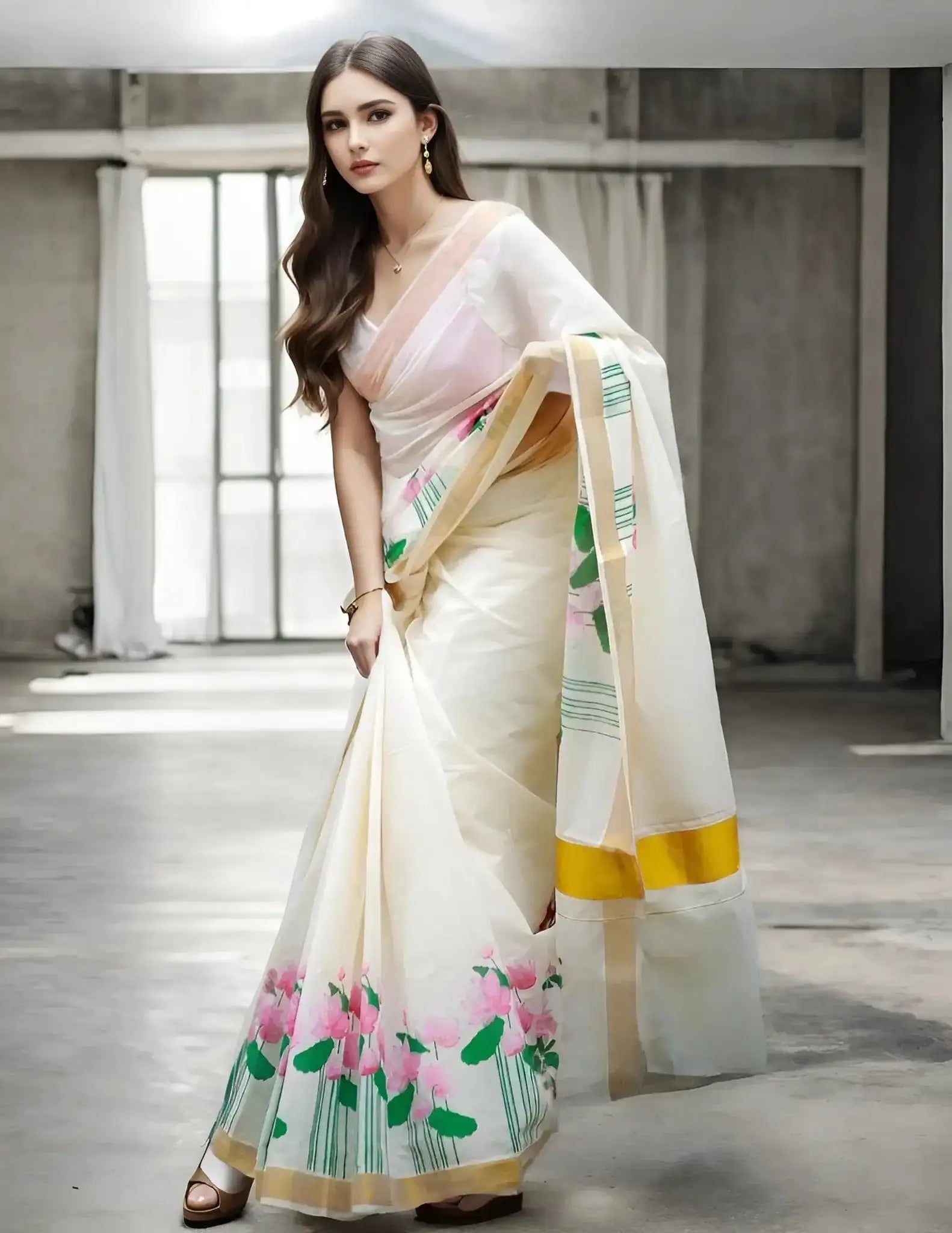 BLUSH BLOOM | KERALA Cotton | Indidha Saree