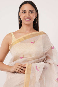 BLUSH BLOSSOM | Linen Tissue | Indidha Saree