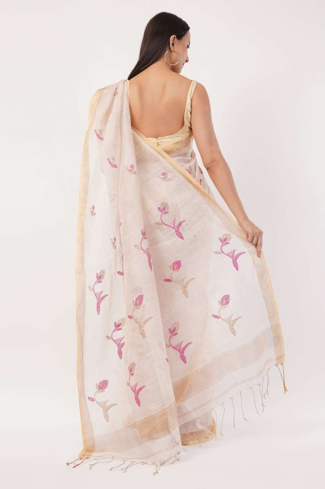BLUSH BLOSSOM | Linen Tissue | Indidha Saree