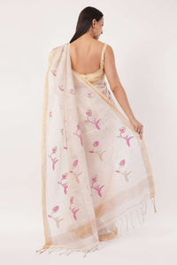 BLUSH BLOSSOM | Linen Tissue | Indidha Saree