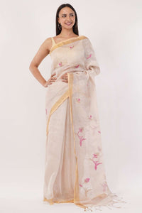 BLUSH BLOSSOM | Linen Tissue | Indidha Saree