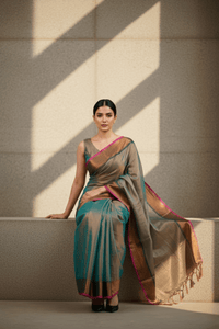 Bronze Bloom | Tissue Cotton | Indidha Saree