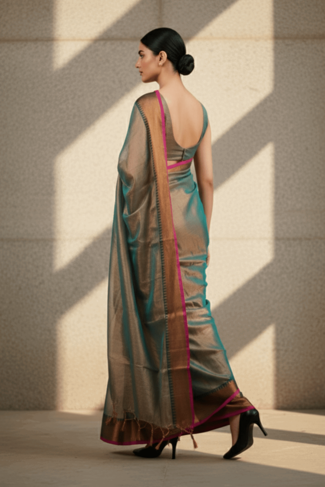 Bronze Bloom | Tissue Cotton | Indidha Saree