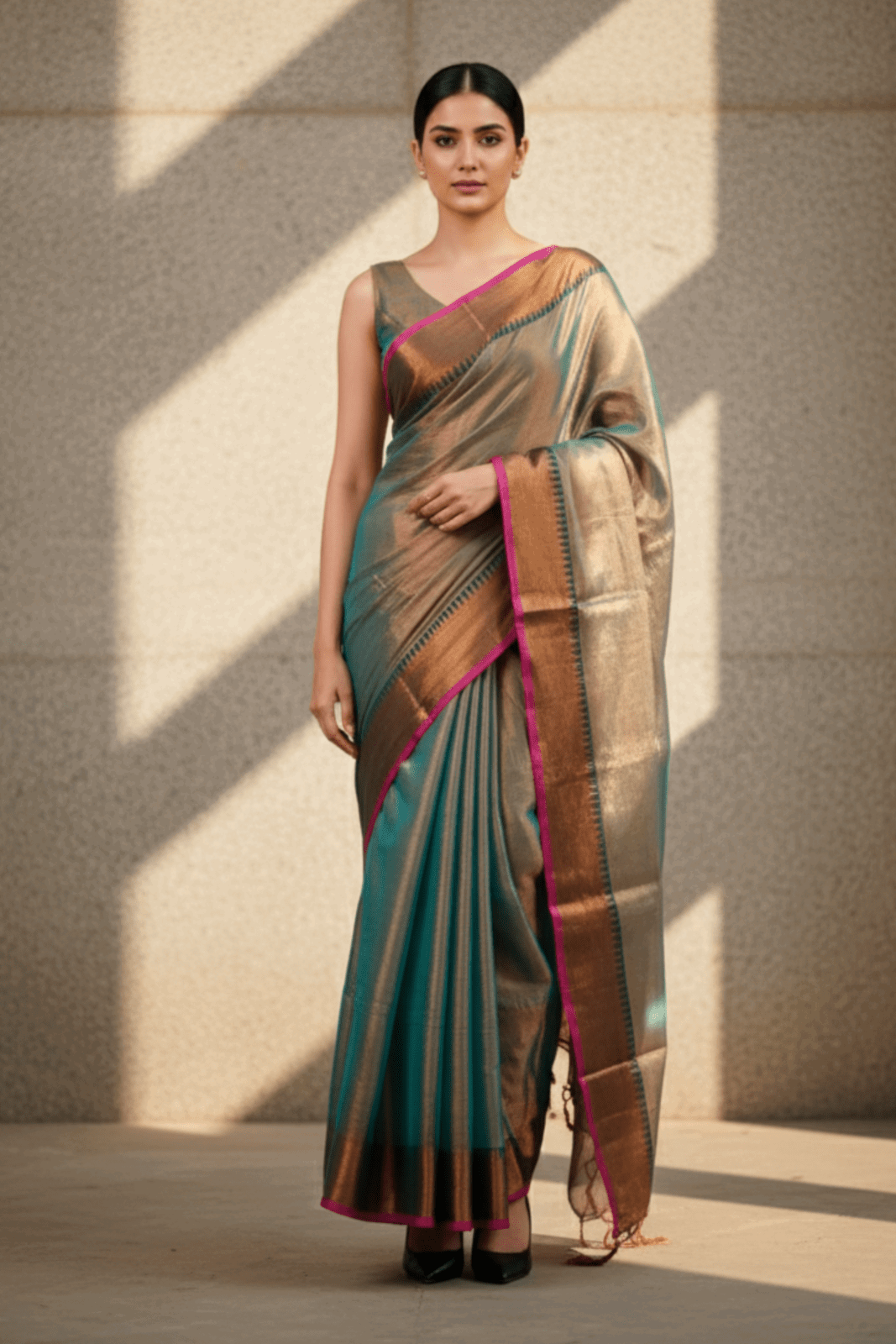Bronze Bloom | Tissue Cotton | Indidha Saree