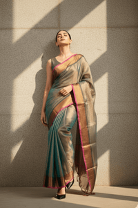 Bronze Bloom | Tissue Cotton | Indidha Saree