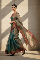 Bronze Bloom | Tissue Cotton | Indidha Saree