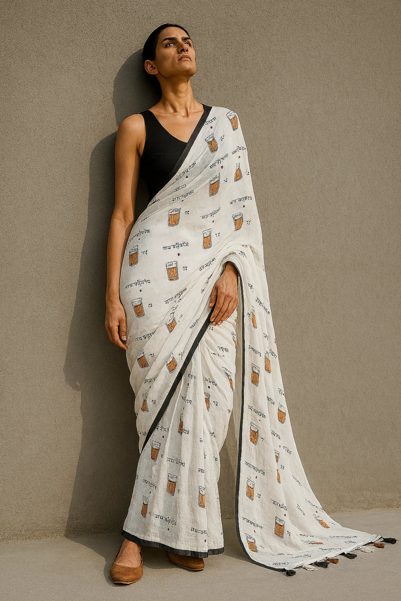 Chai, Unfiltered | Handloom Mul Cotton | Indidha Saree