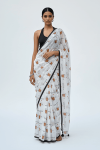 Chai, Unfiltered | Handloom Mul Cotton | Indidha Saree