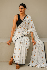 Chai, Unfiltered | Handloom Mul Cotton | Indidha Saree