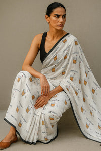 Chai, Unfiltered | Handloom Mul Cotton | Indidha Saree