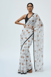 Chai, Unfiltered | Handloom Mul Cotton | Indidha Saree