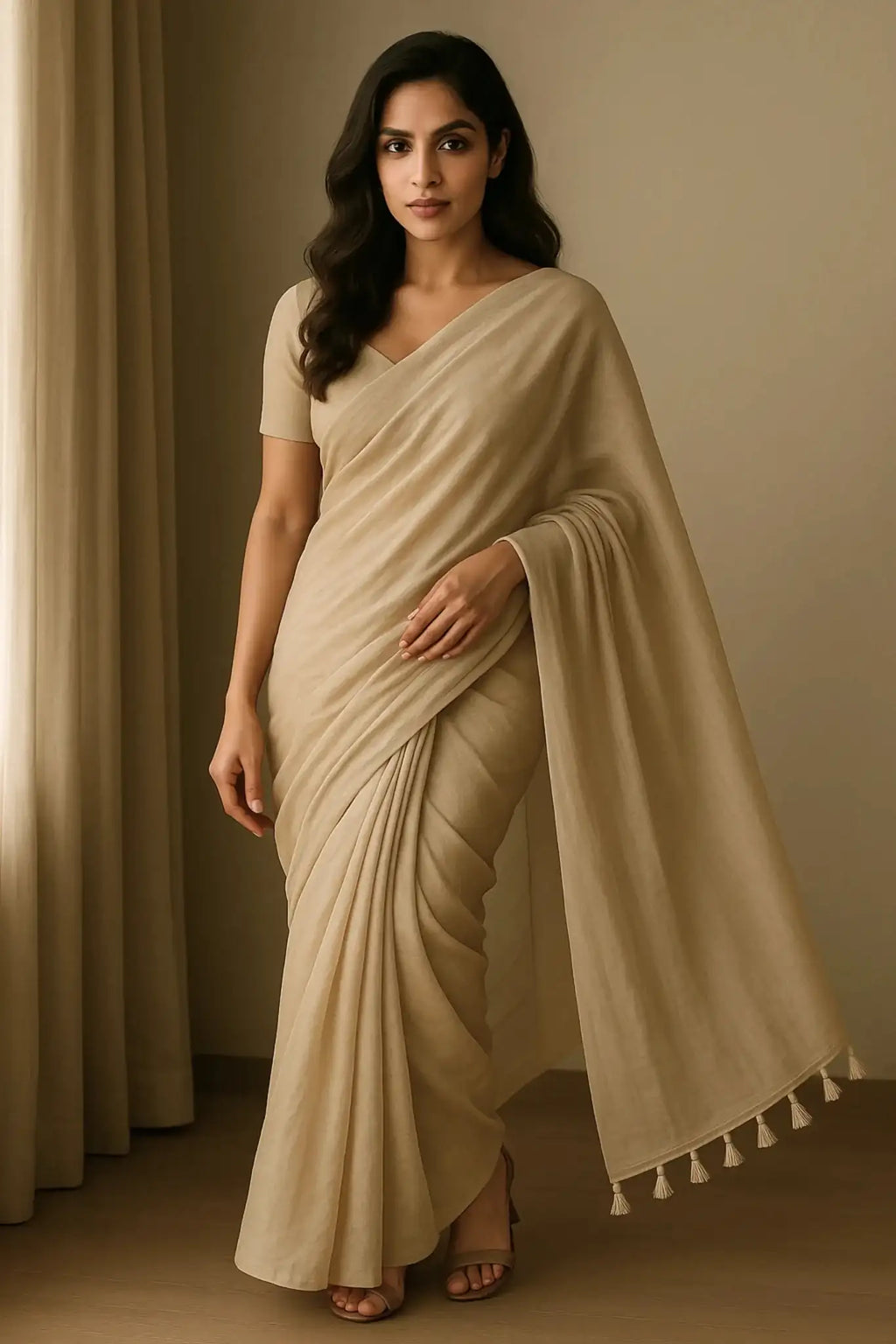 Chandan Leher | Mul Cotton | Indidha Saree