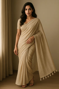 Chandan Leher | Handloom Mul Cotton | Indidha Saree